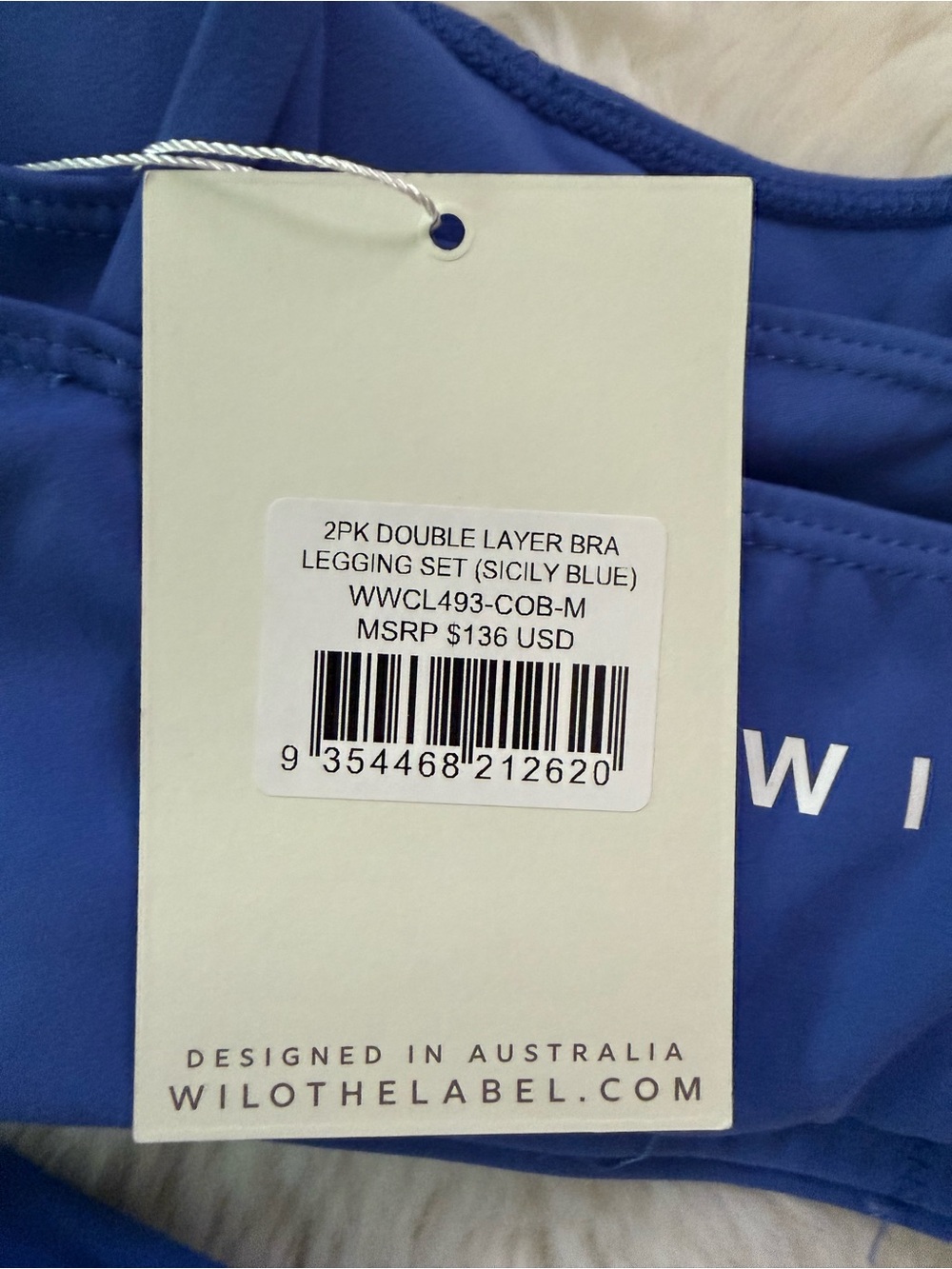 Wilo Cobalt Blue Double Layered Sports Bra & Legging Workout Set - Picture 6 of 6